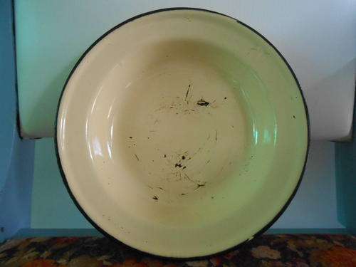 Vintage Yellow Enamel Plate (20cm diameter)